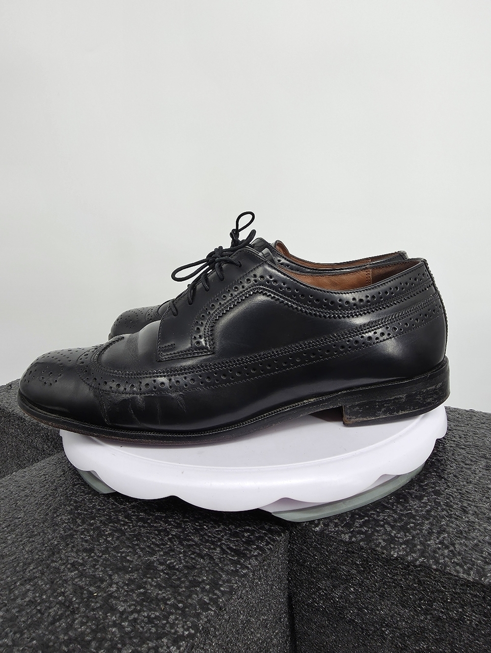 Bostonian Classics Black Leather Wingtip Brogue Derby Shoes Size 10 M
